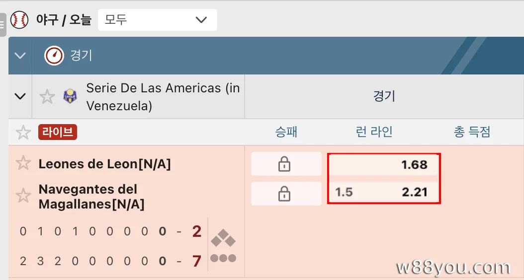 핸디캡 -1.5 / +1.5 - 표준 런 라인