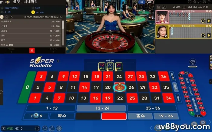 W88 게임의 룰렛 게임 예
